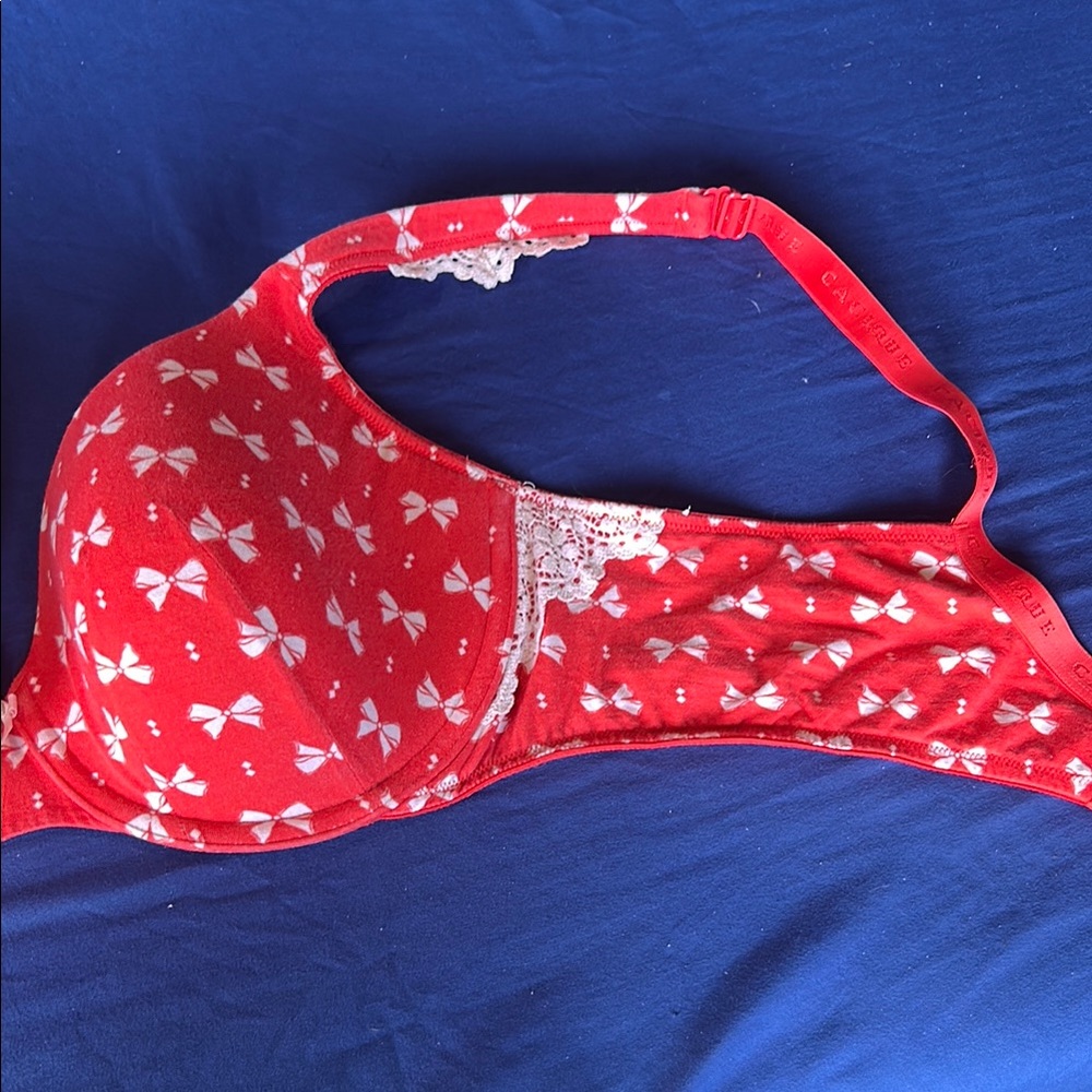 Cacique Red and White Polka Dot Bra Intimates & Sleepwear